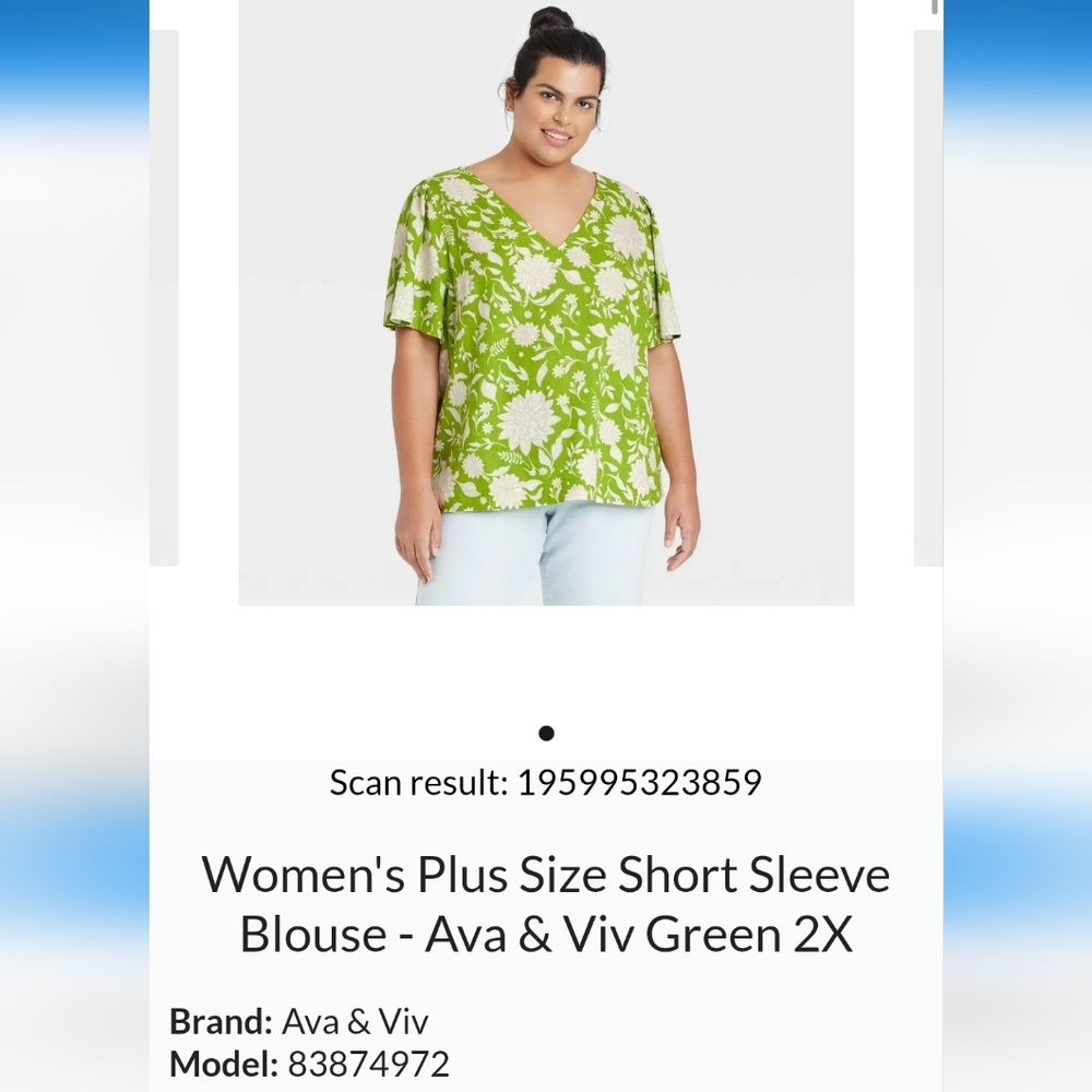 Ava and Viv green floral plus size womens shirt
